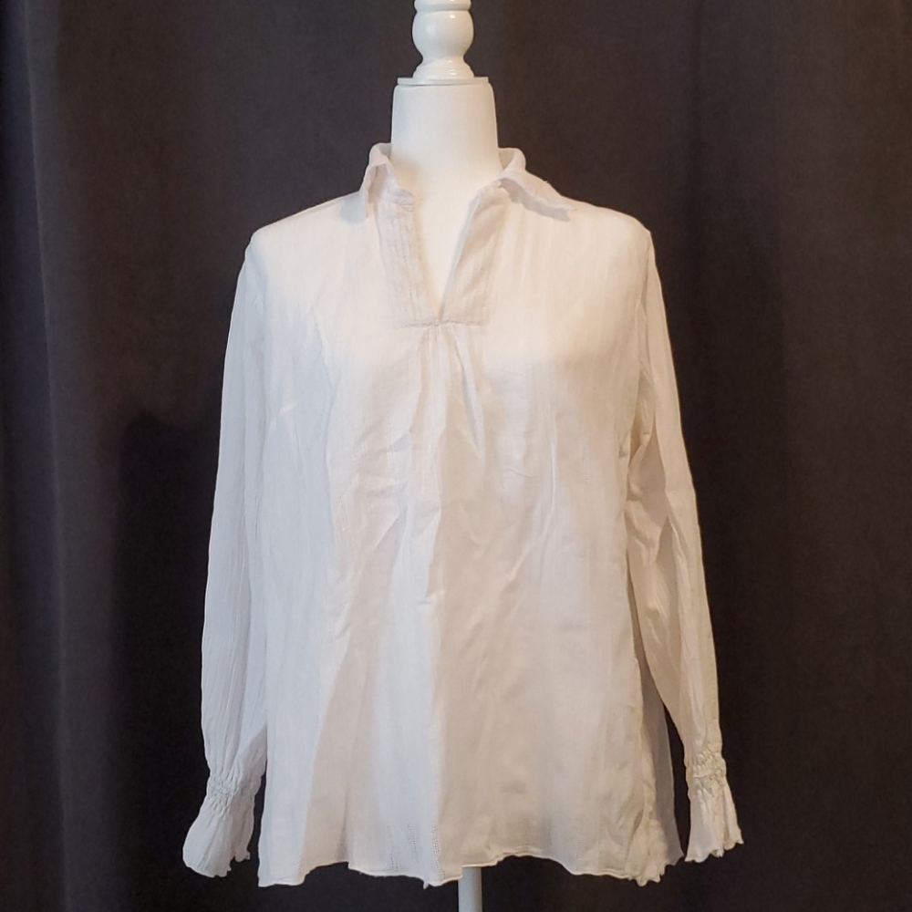 White gauzy maternity tunic, sz M